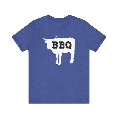 Blue t-shirt with white BBQ steer graphic front print