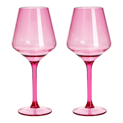 Saint Tropez Acrylic Stemmed Wine Glassware, Set of 2