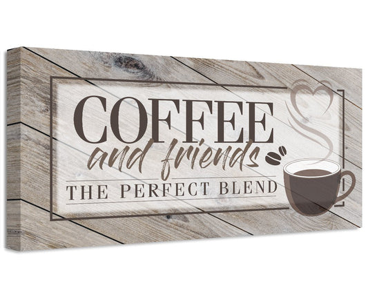 Coffee and Friends canvas print with “Coffee and friends” text and coffee cup graphic