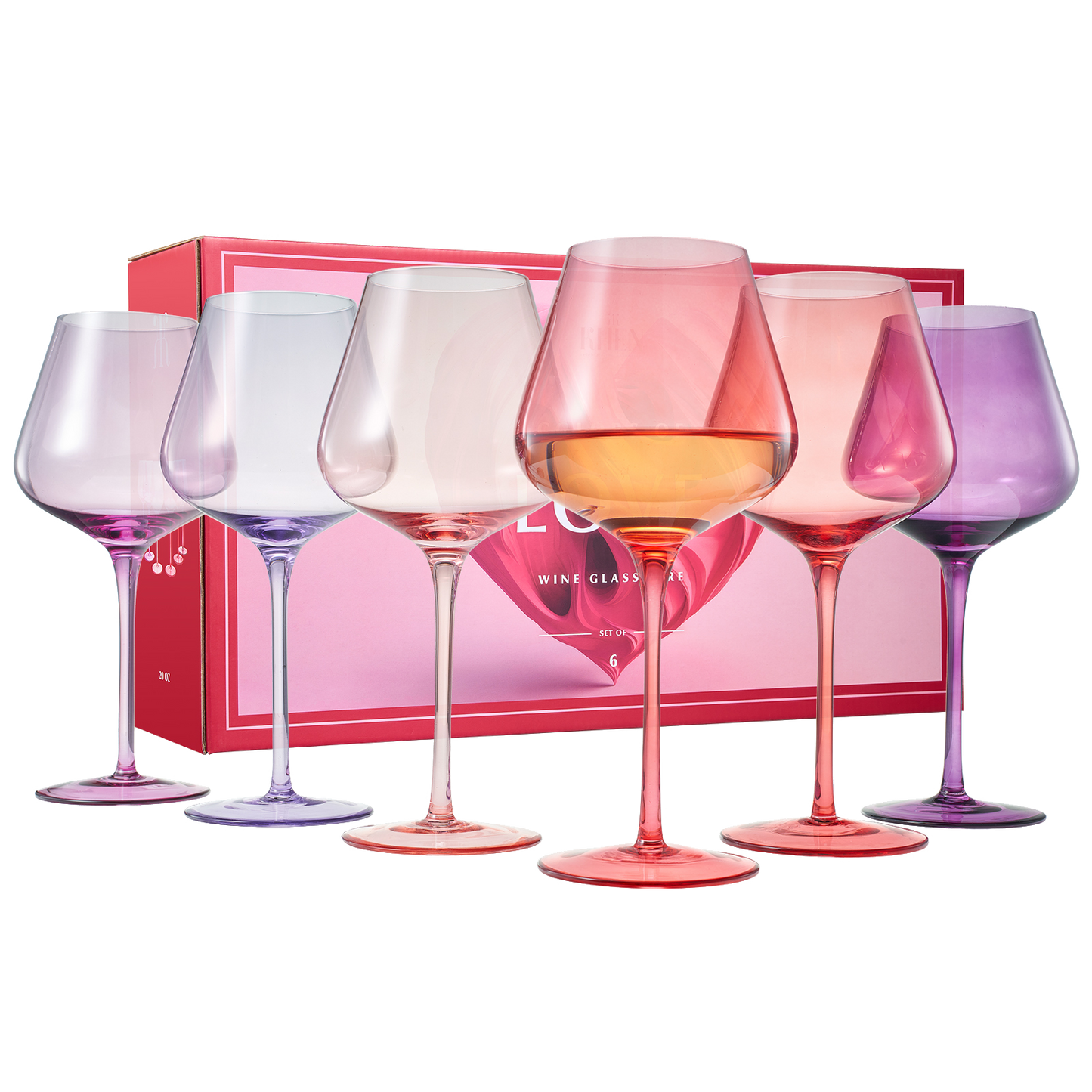 Love Stemmed Wine Glassware, Set of 6