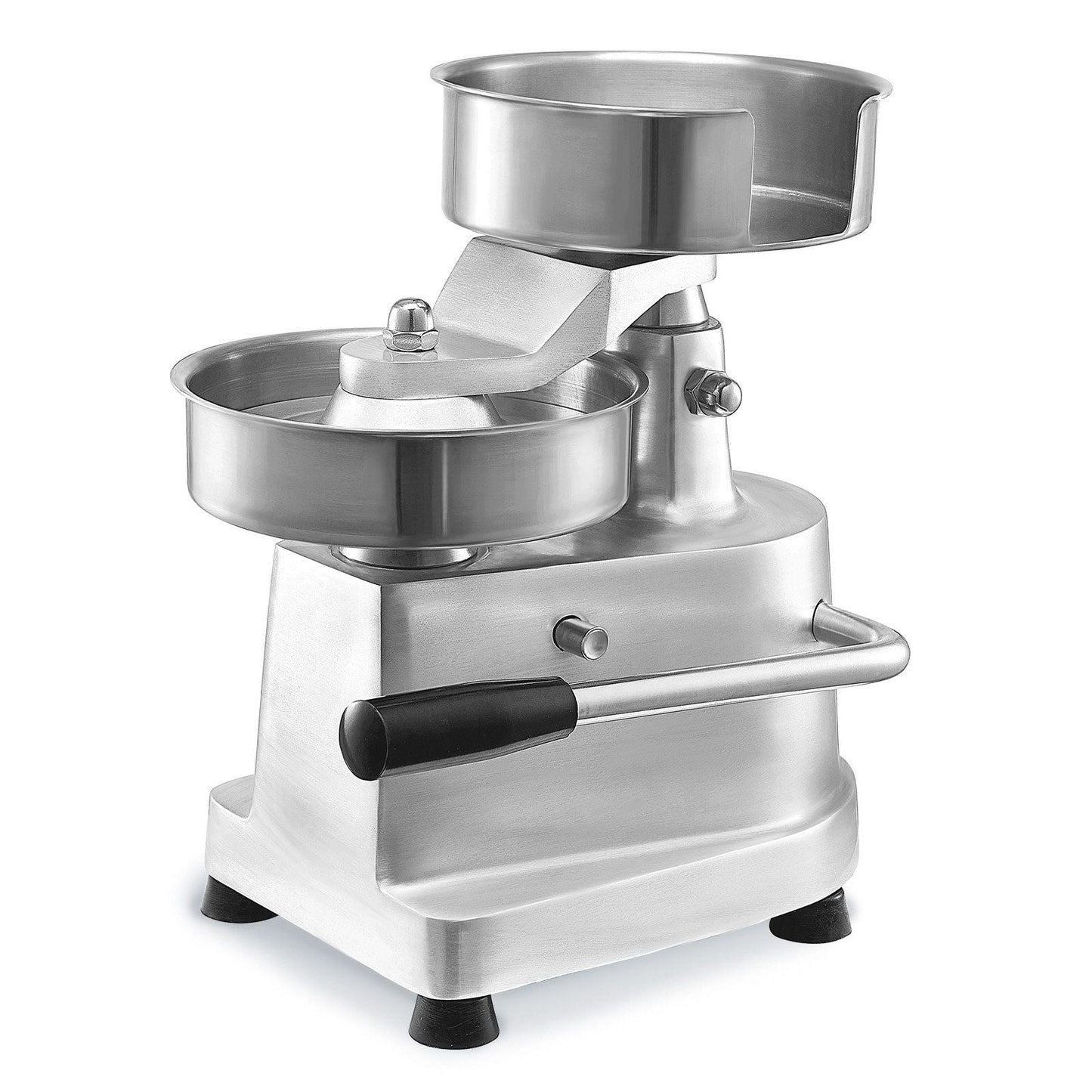 Stainless steel burger patty press machine with lever handle and base