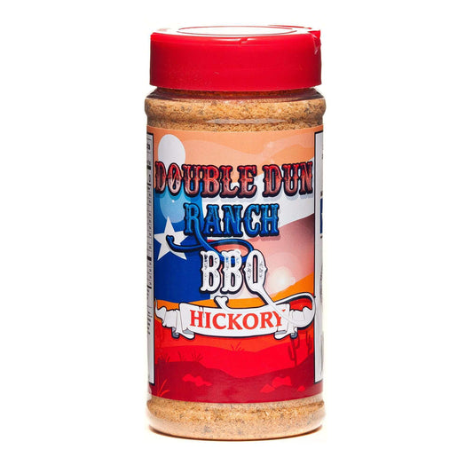 Double Dun Ranch BBQ hickory rub seasoning bottle with red cap