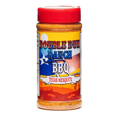 Texas Mesquite BBQ rub seasoning bottle with red cap and front label