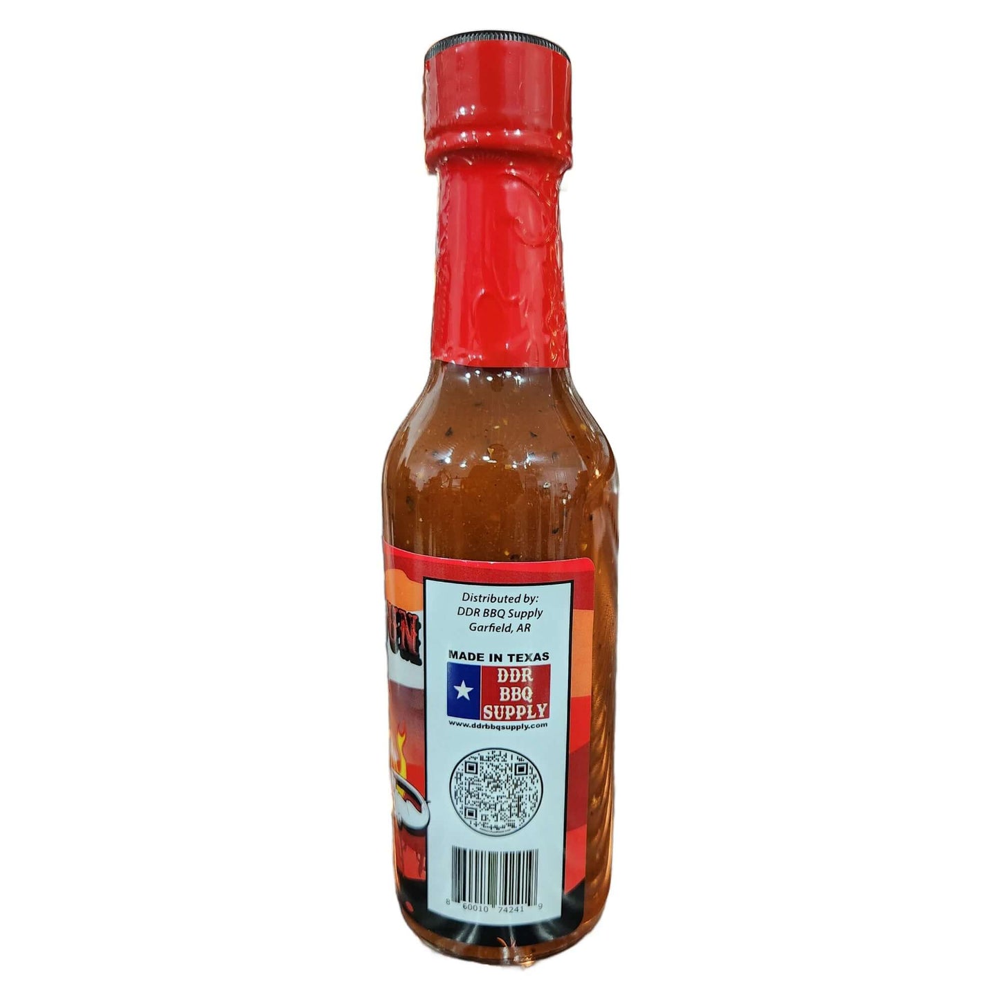 Ranch BBQ binder sauce bottle back with Made in Texas label