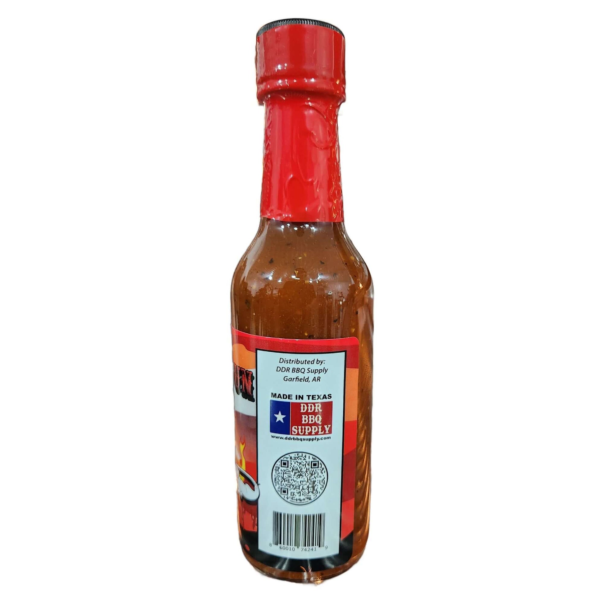 Ranch BBQ binder sauce bottle back with Made in Texas label