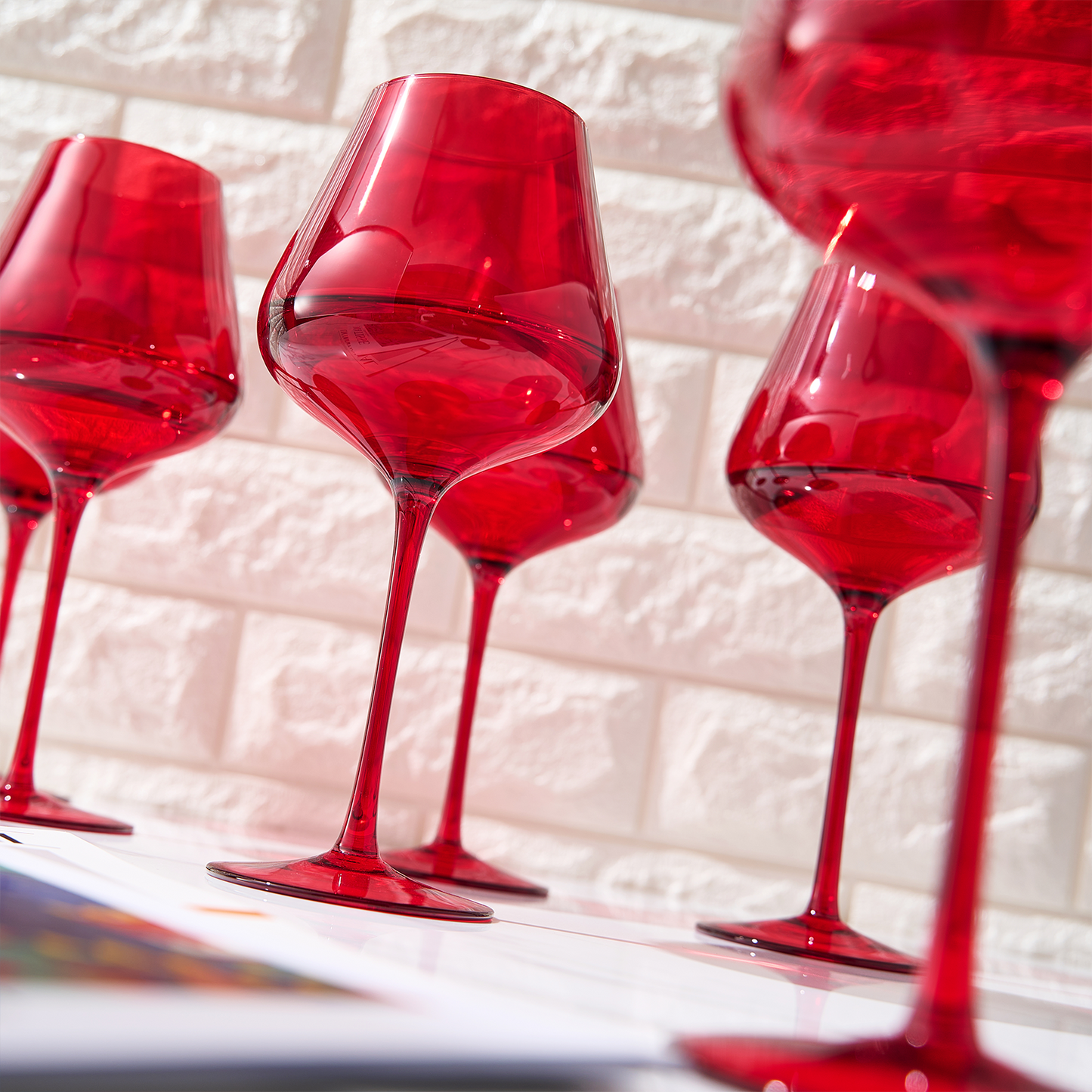 Stagioni Stemmed Wine Glassware, Set of 6, "Holiday"
