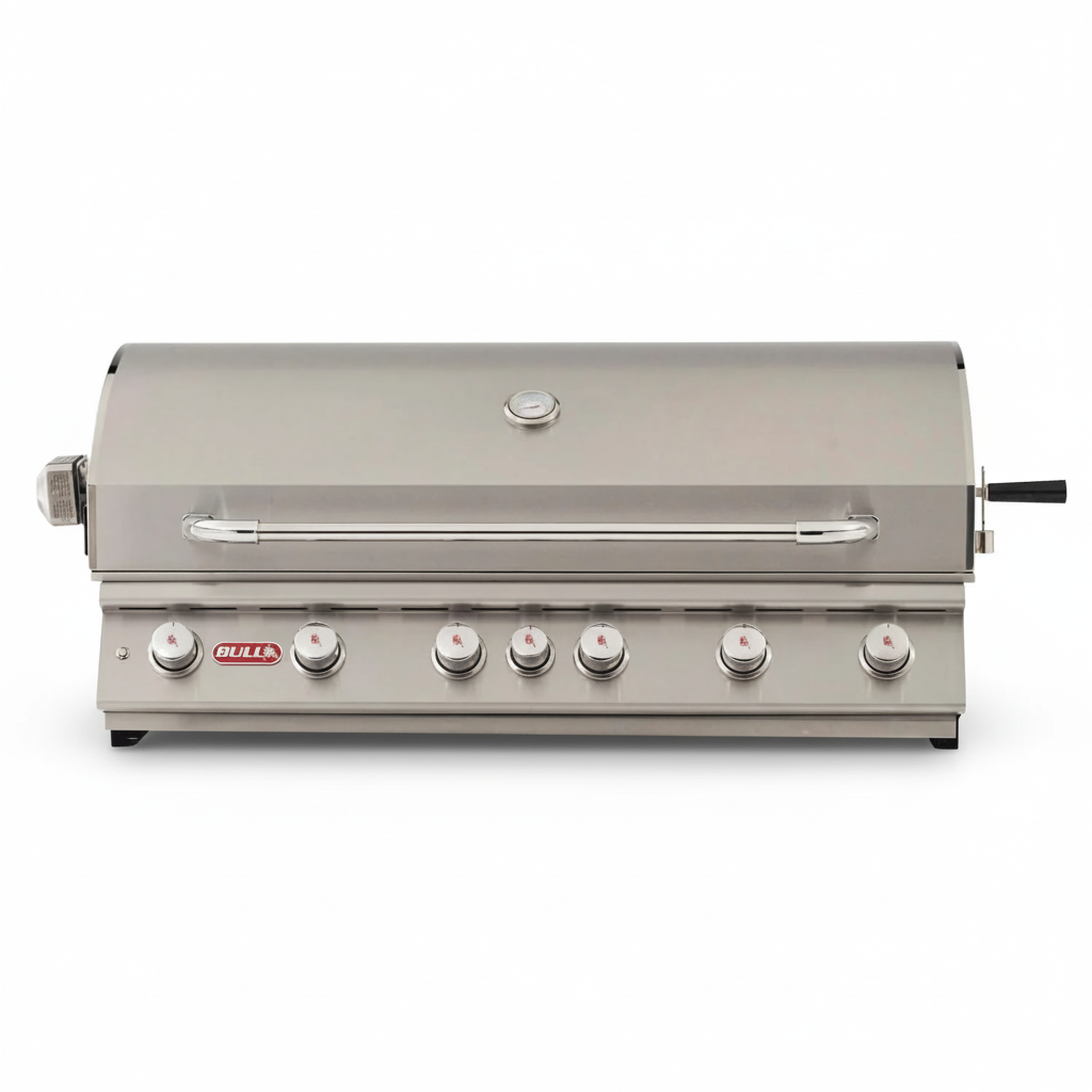 Bull Diablo 46" stainless steel gas grill head with lid and control knobs