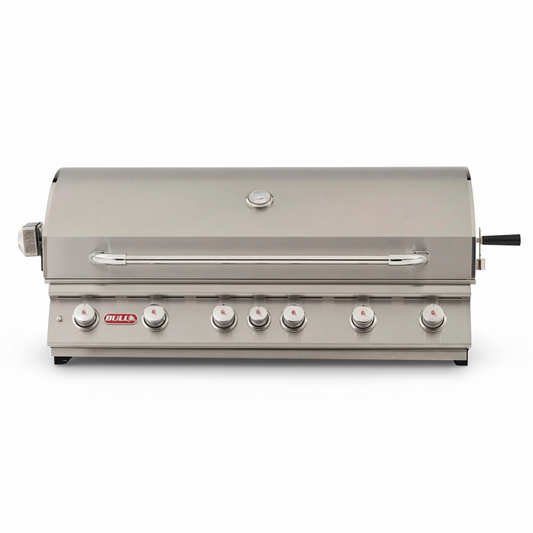 Bull Diablo 46" stainless steel gas grill head with lid and control knobs