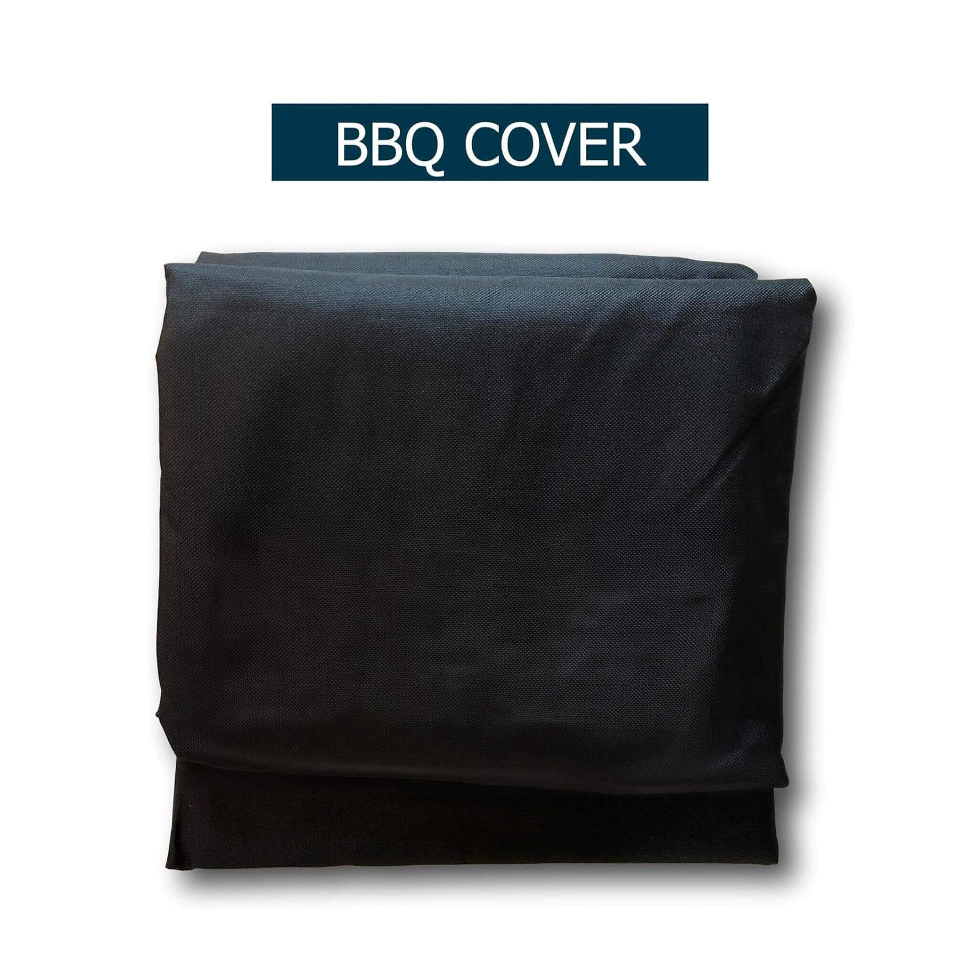 Black BBQ cover for rotisserie grill, padded protective cover