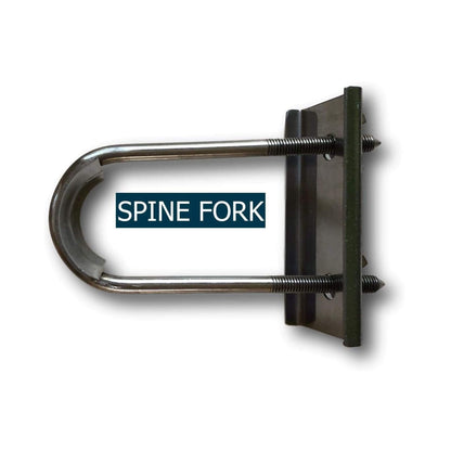 Spine fork rotisserie accessory with U-shaped frame