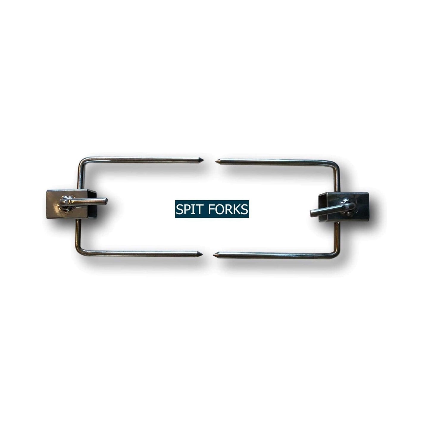 Stainless spit forks with two prongs for rotisserie roasting
