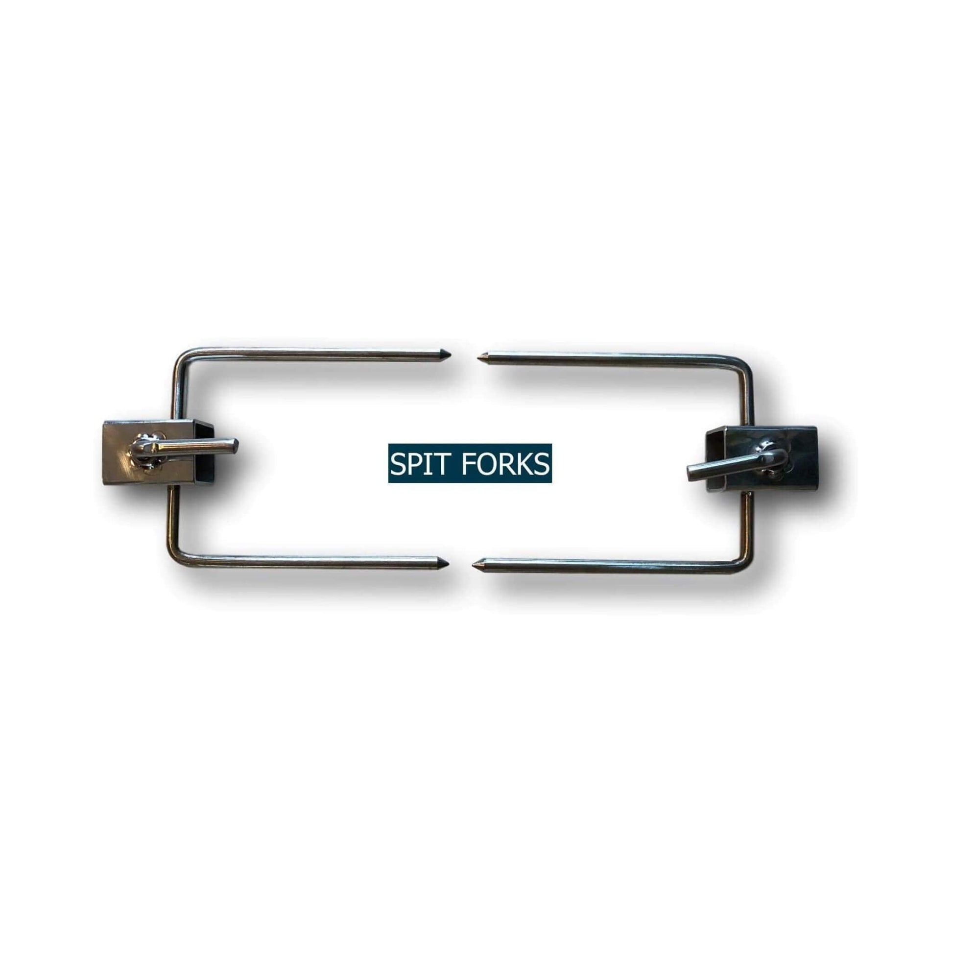 Stainless spit forks with two prongs for rotisserie roasting