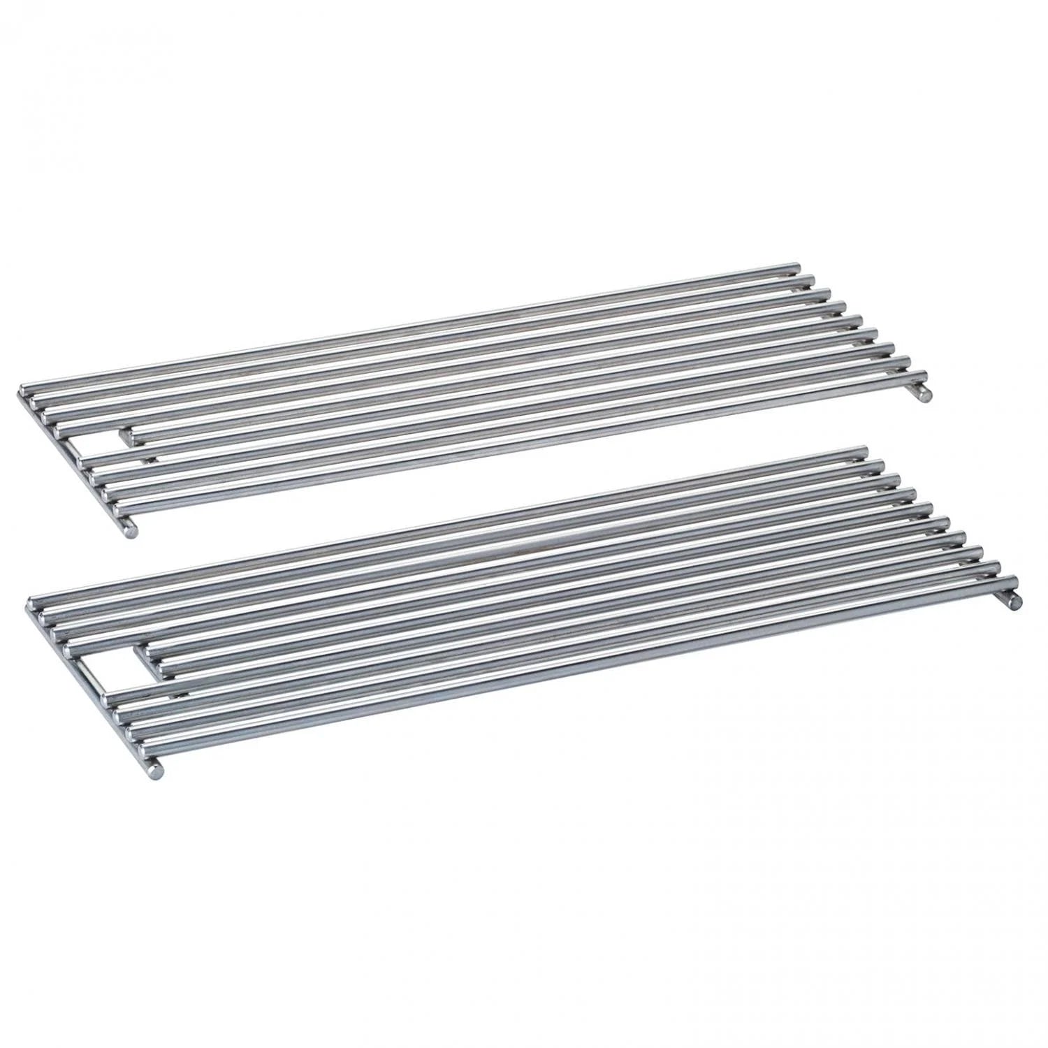 Stainless steel cooking grates, two-piece set for grill head