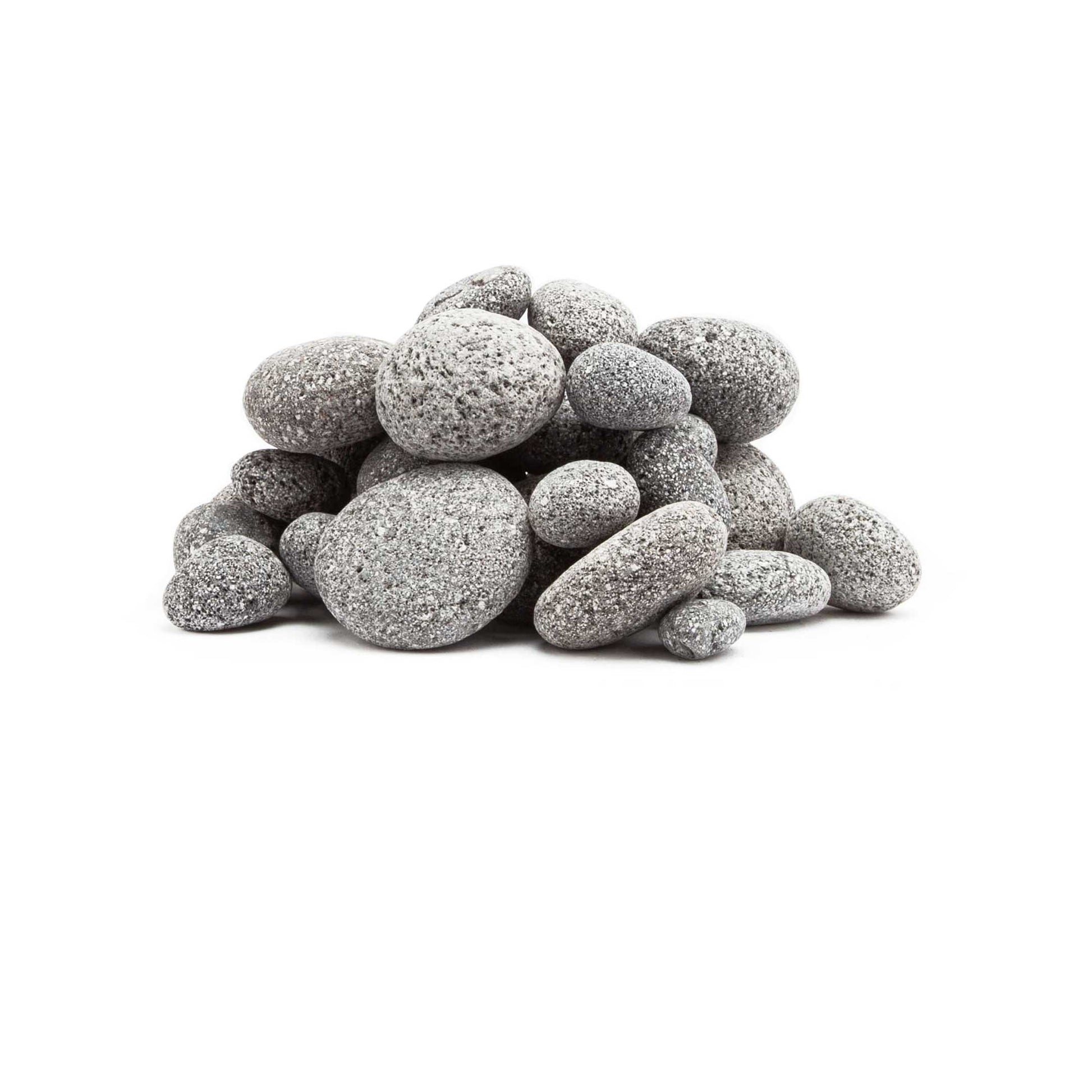FireCan rocks pile of gray speckled rounded stones