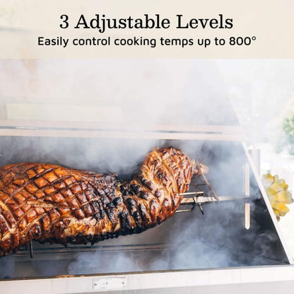 Heavy-Duty 125 LB Electric Hooded BBQ Rotisserie Grill with Viewing Window