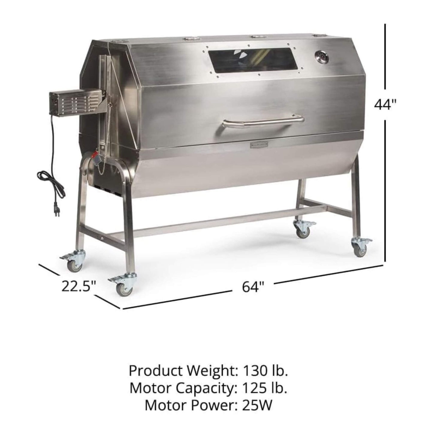 Heavy-Duty 125 LB Electric Hooded BBQ Rotisserie Grill with Viewing Window