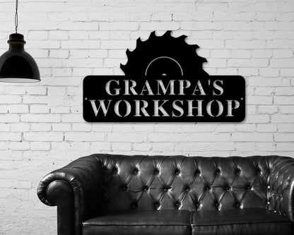Personalized Workshop Metal Sign – Dad's, Paw Paw's & Pop's Shop Decor
