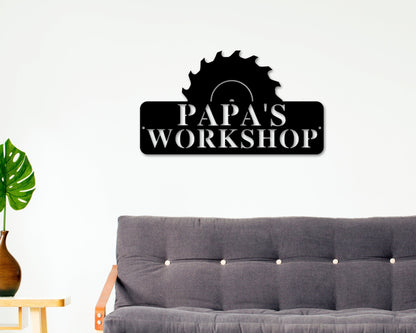 Personalized Workshop Metal Sign – Dad's, Paw Paw's & Pop's Shop Decor