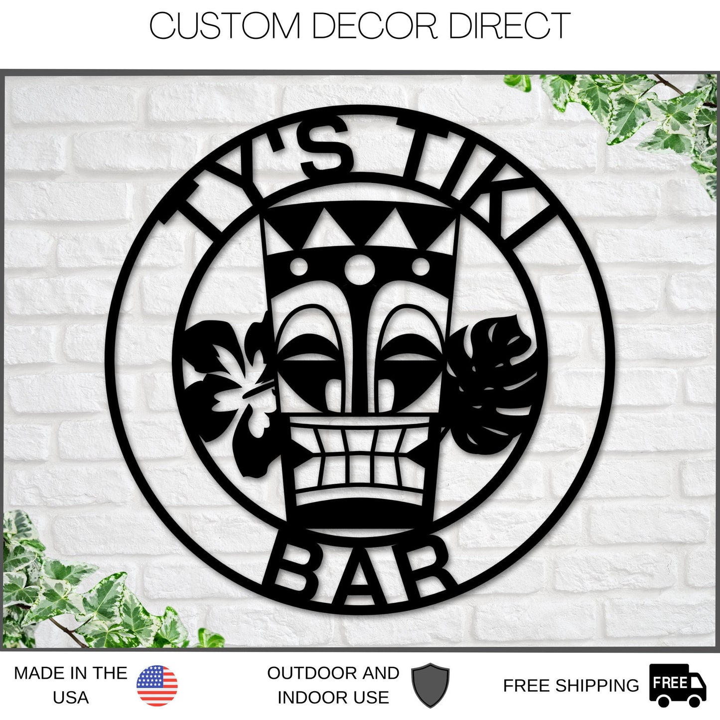 Custom Tiki Bar Metal Sign – Personalized Poolside Bar & Grill