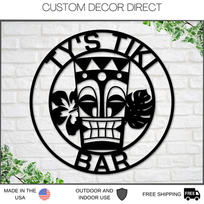 Custom Tiki Bar Metal Sign – Personalized Poolside Bar & Grill