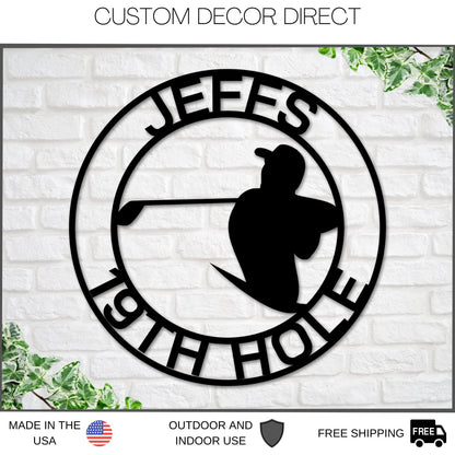 Personalized Golf Metal Sign – 19th Hole Bar & Wall Art, Gift for Dad