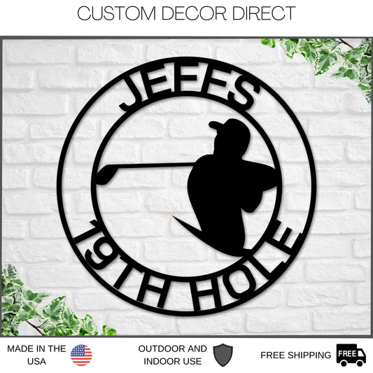 Personalized Golf Metal Sign – 19th Hole Bar & Wall Art, Gift for Dad