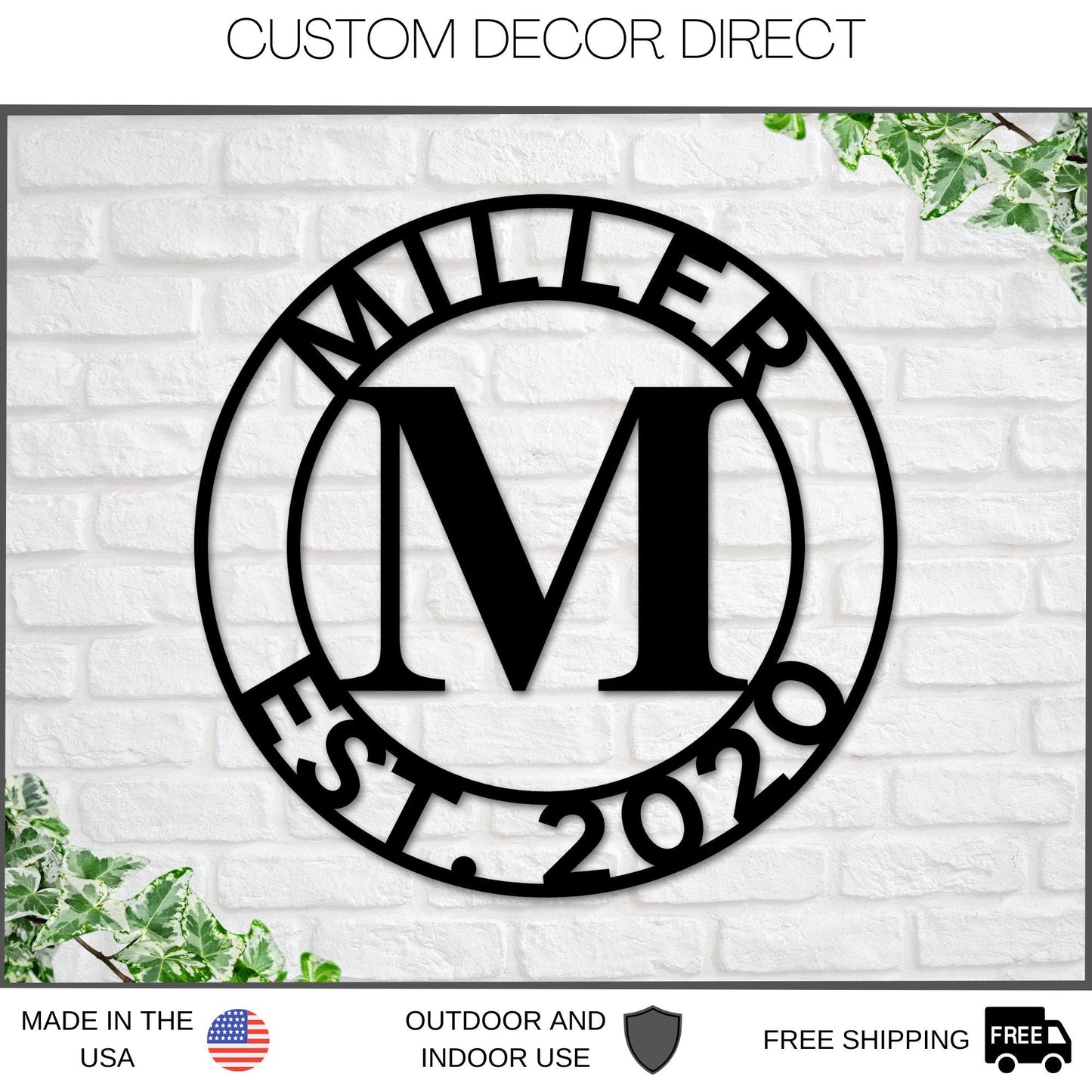Personalized Metal Monogram Sign – Custom Name Wall Art, Home & Patio Decor