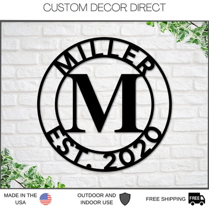 Personalized Metal Monogram Sign – Custom Name Wall Art, Home & Patio Decor