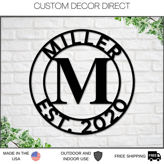 Personalized Metal Monogram Sign – Custom Name Wall Art, Home & Patio Decor