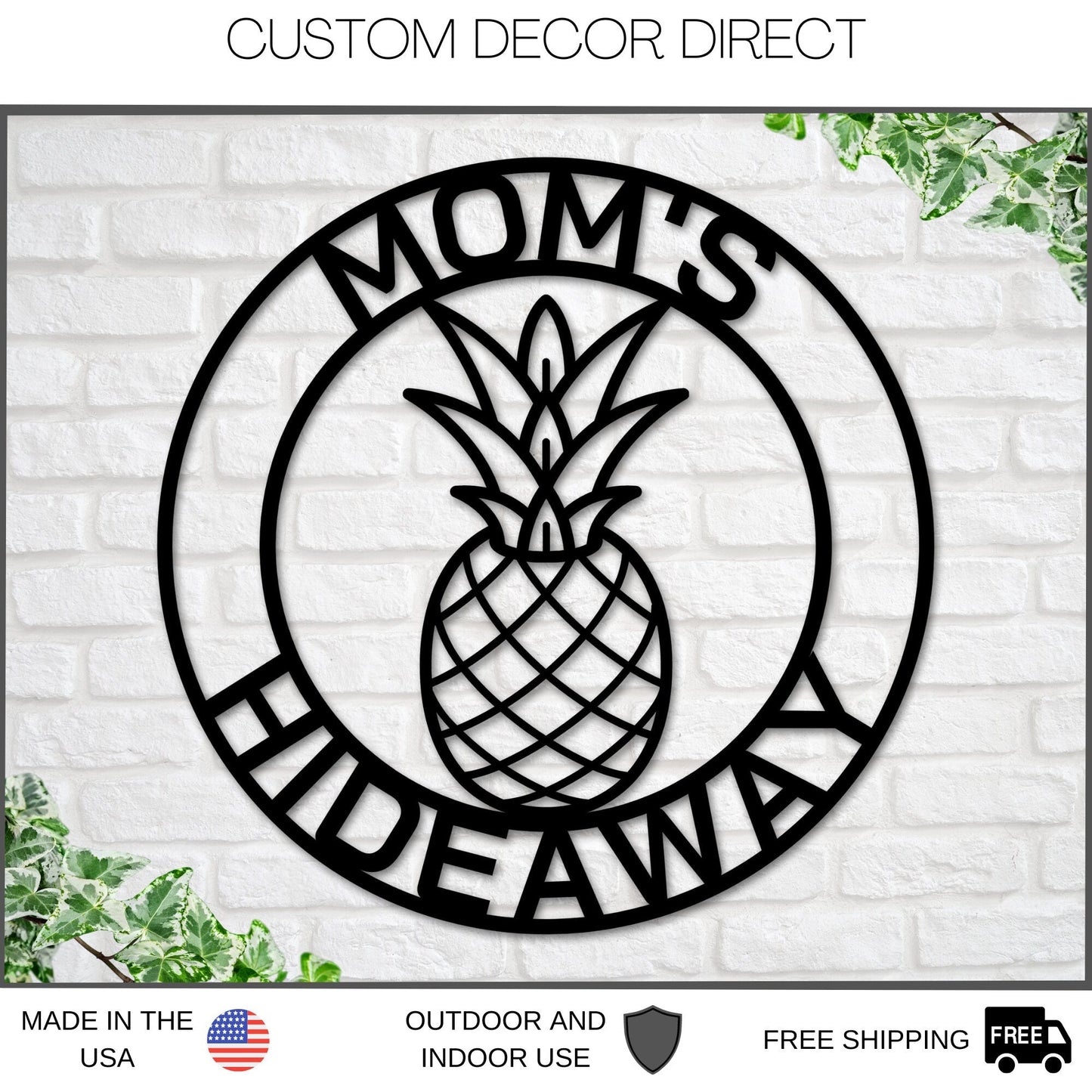 Personalized Pineapple Metal Sign – Custom Home & Housewarming Decor