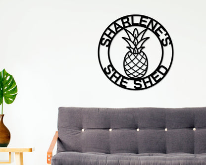 Personalized Pineapple Metal Sign – Custom Home & Housewarming Decor