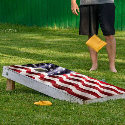 American Flag Wavy - Cornhole Board Wrap - Set of 2
