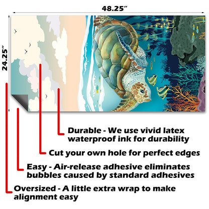 Sea Turtles in Ocean - Cornhole Board Wrap - Set of 2