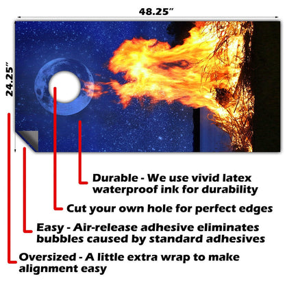 Campfire by the Lake - Cornhole Board Wrap - Set of 2