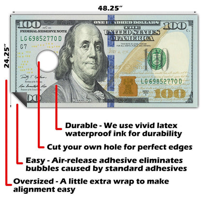 Hundred Dollar Bill - Cornhole Board Wrap - Set of 2