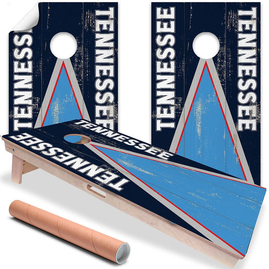 Cornhole board wrap set of 2 in navy and light blue with Tennessee logo and lettering