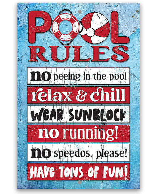 Pool Rules - Metal Sign