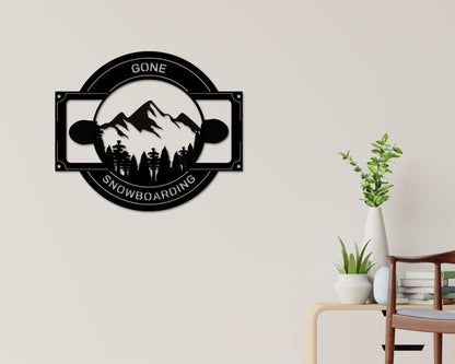 Snowboarding & Mountain Adventure Metal Sign – Cabin & Ski Wall Art