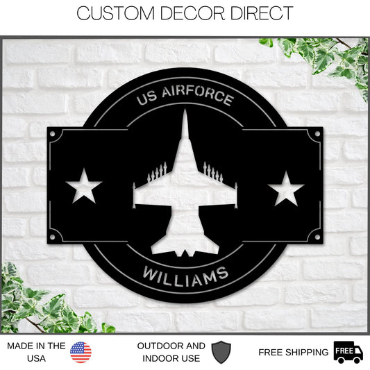 Personalized Air Force Metal Sign – USAF Military & Pilot Decor