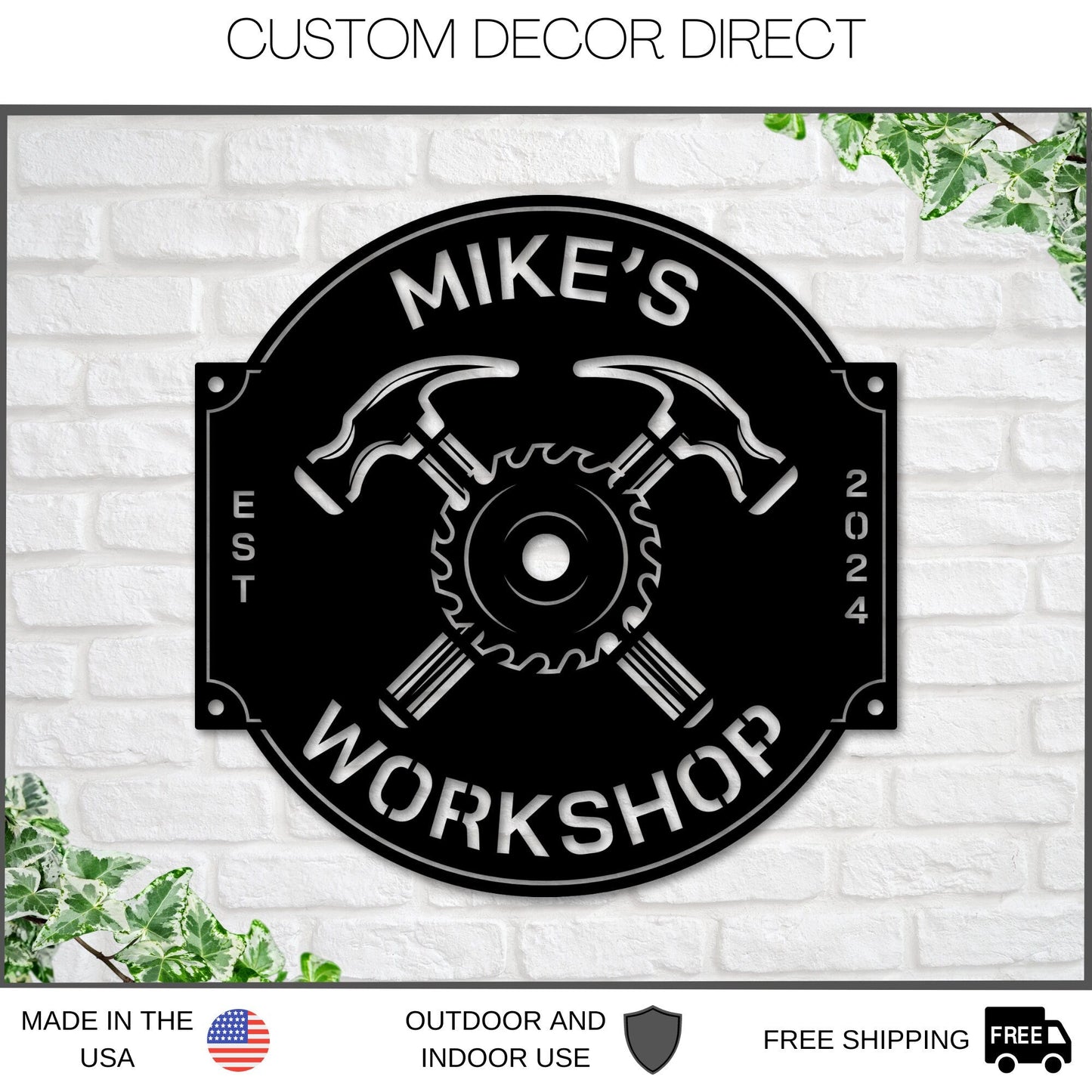 Custom Workshop Metal Sign – Personalized Dad's Shop & Garage Decor