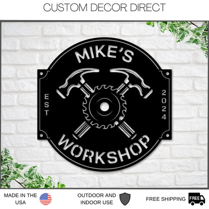 Custom Workshop Metal Sign – Personalized Dad's Shop & Garage Decor