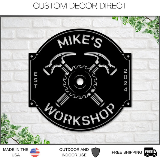 Custom Workshop Metal Sign – Personalized Dad's Shop & Garage Decor