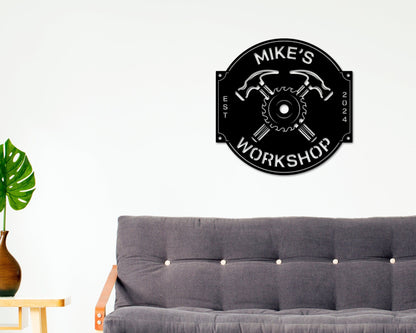 Custom Workshop Metal Sign – Personalized Dad's Shop & Garage Decor