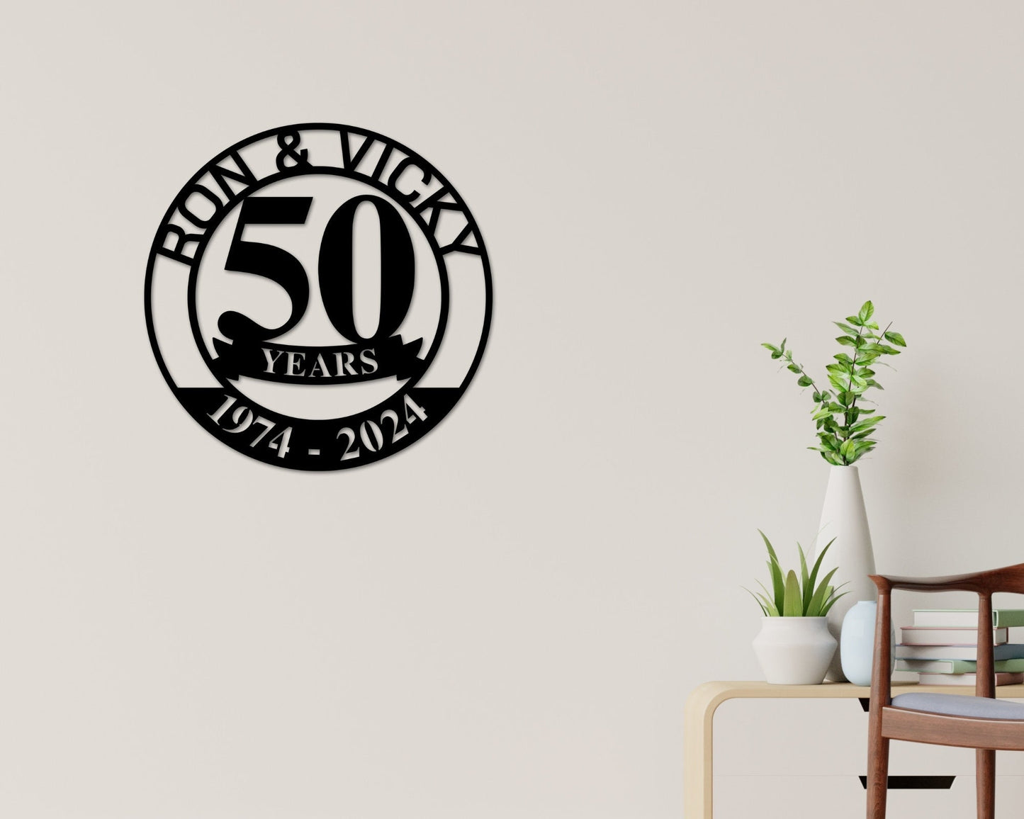 50th Anniversary Metal Sign – Golden Anniversary Wall Art & Celebration Gift
