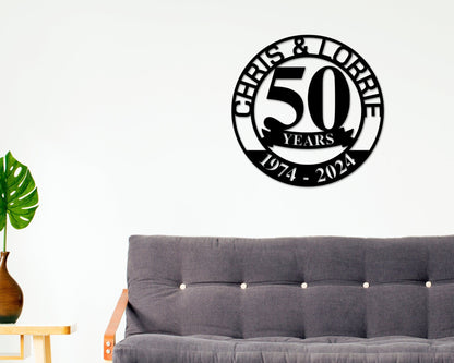 50th Anniversary Metal Sign – Golden Anniversary Wall Art & Celebration Gift