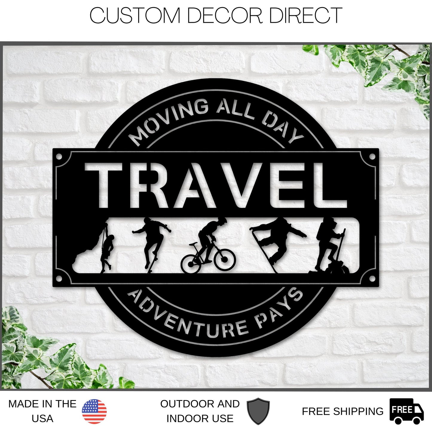 Adventure & Travel Metal Sign – Cabin, Hiking, Climbing & Outdoor Decor