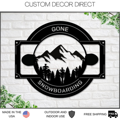Snowboarding & Mountain Adventure Metal Sign – Cabin & Ski Wall Art