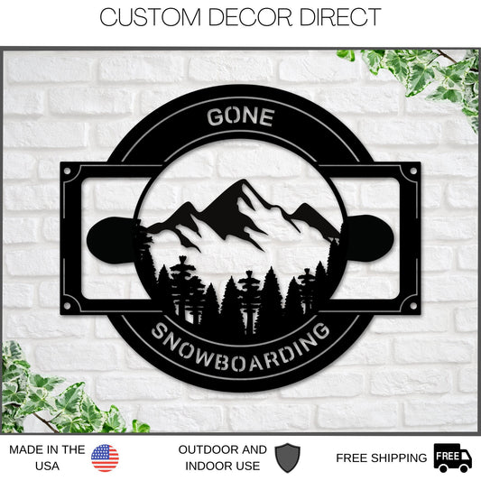 Snowboarding & Mountain Adventure Metal Sign – Cabin & Ski Wall Art
