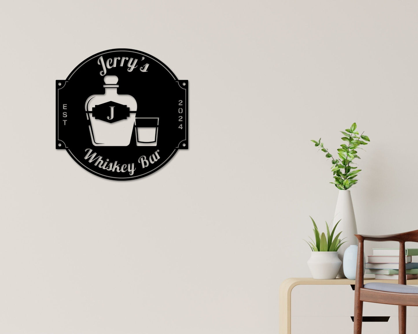 Personalized Whiskey Bar Metal Sign – Bar & Man Cave Wall Decor