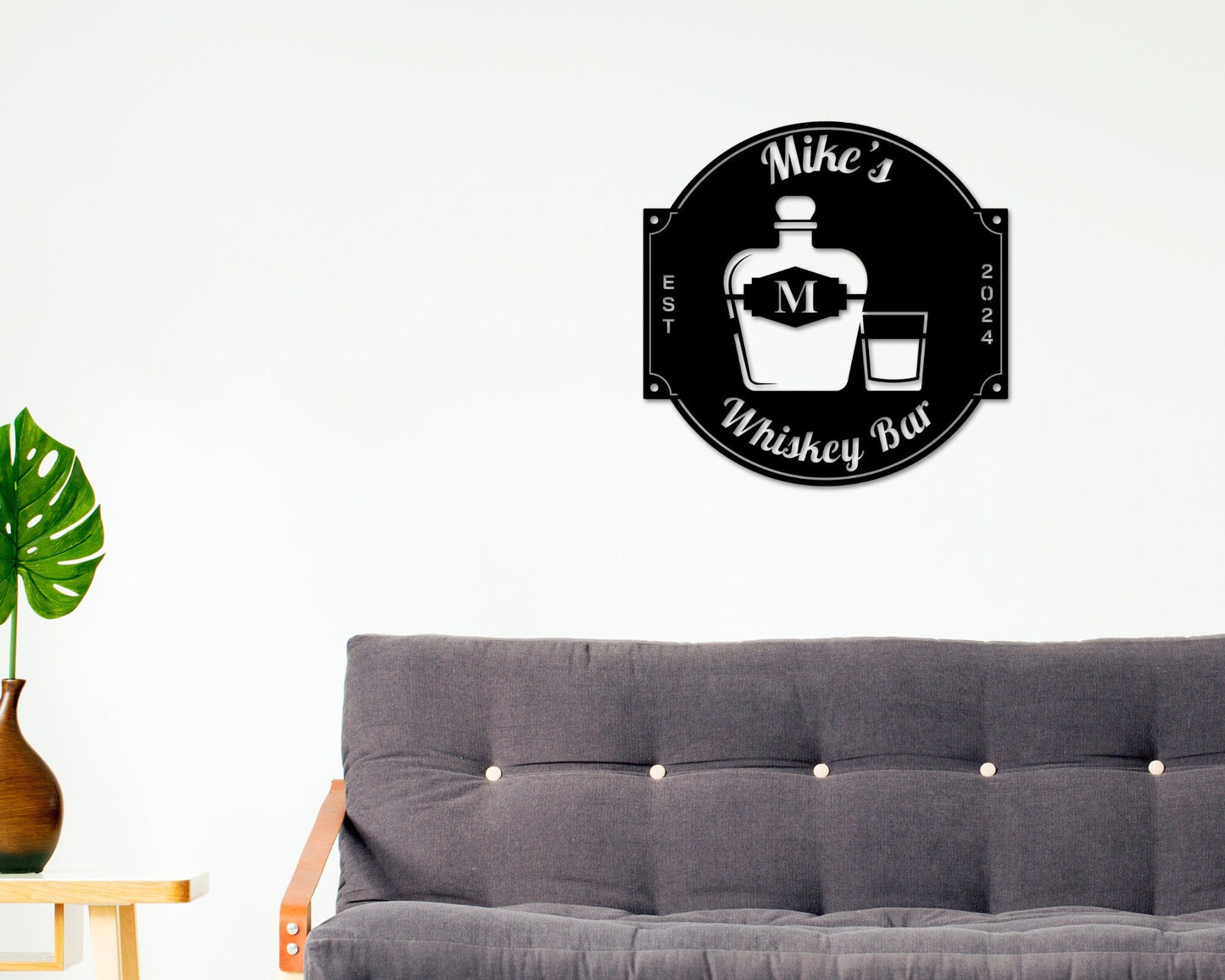 Personalized Whiskey Bar Metal Sign – Bar & Man Cave Wall Decor